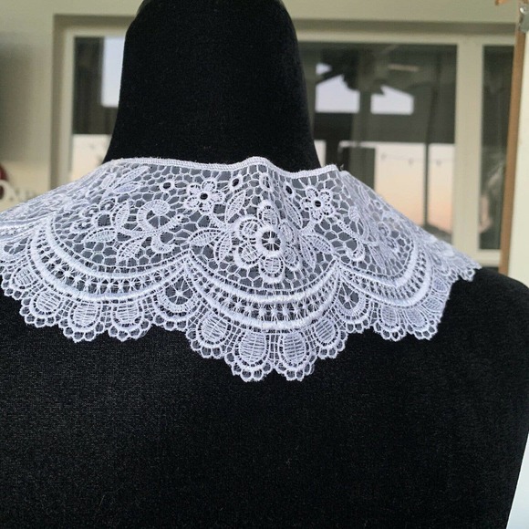 VINTAGE CROCHET & FLORAL Embroidered  LACE COLLAR - Picture 3 of 5